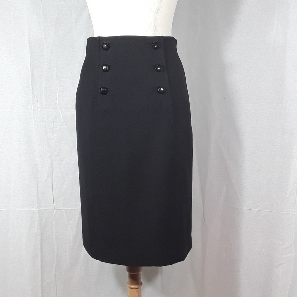 Banana Republic black wool skirt w/front buttons